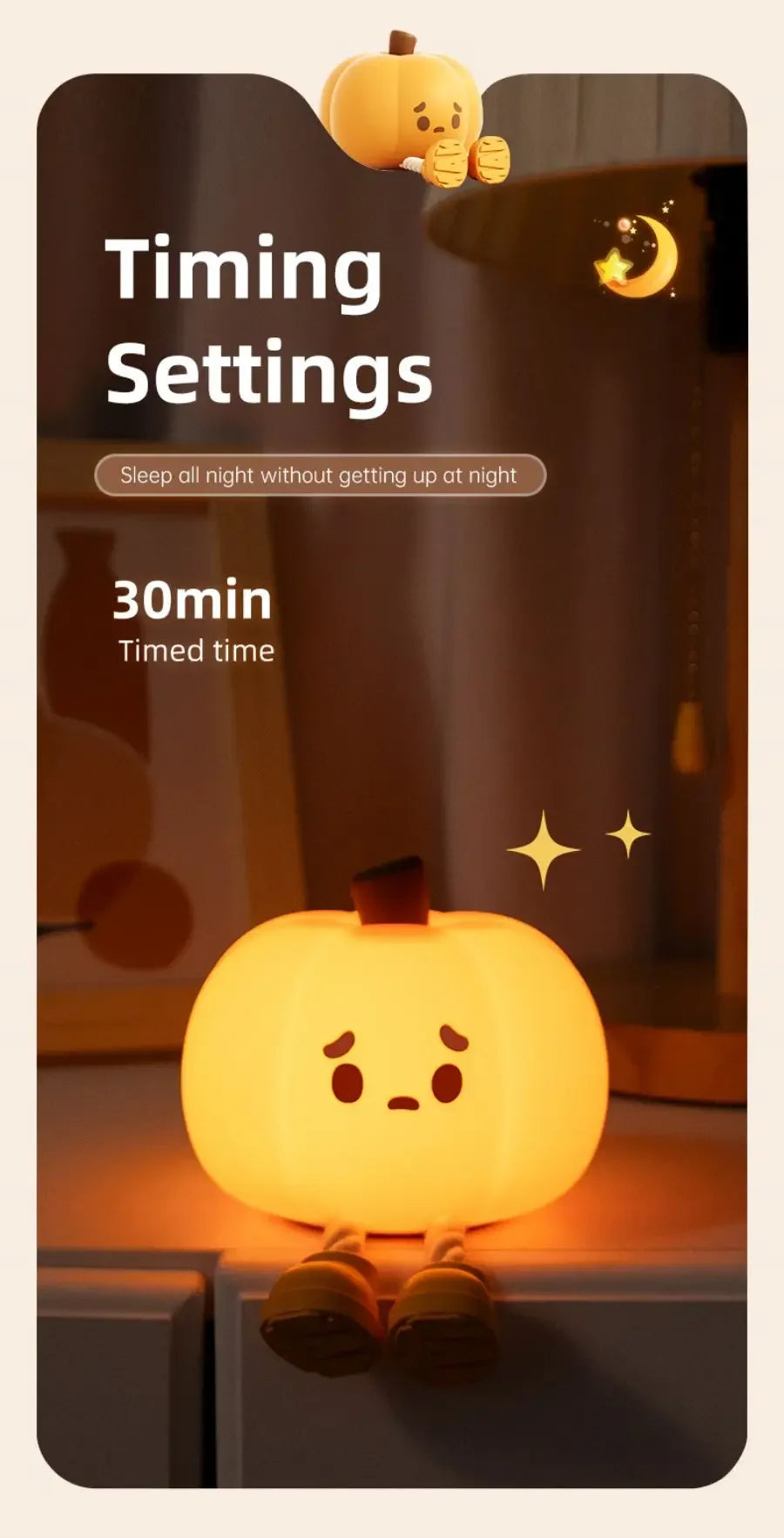 Halloween Hanging Decorations Cute LED Pumpkin Lamps With Rope