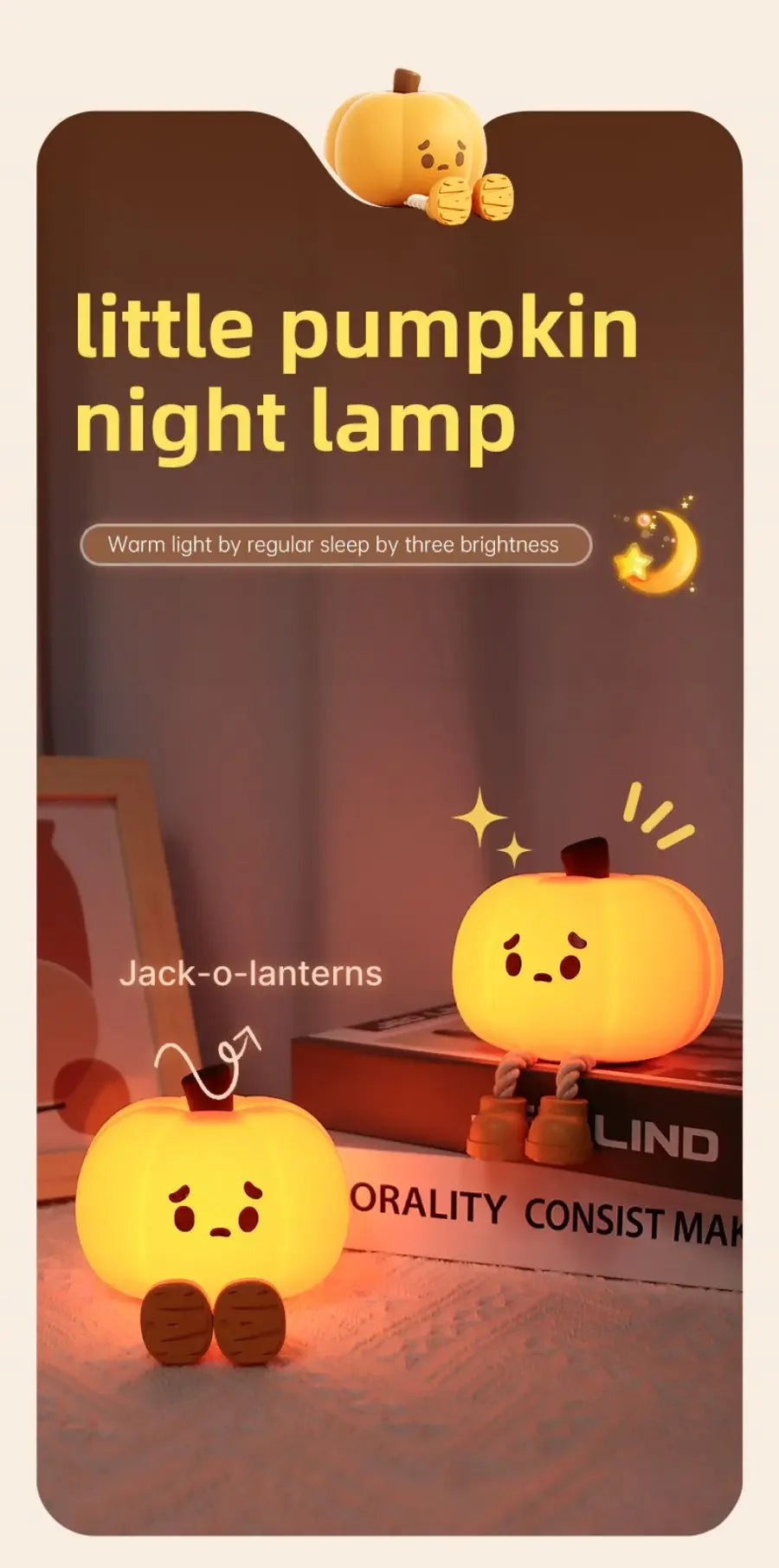 Halloween Hanging Decorations Cute LED Pumpkin Lamps With Rope