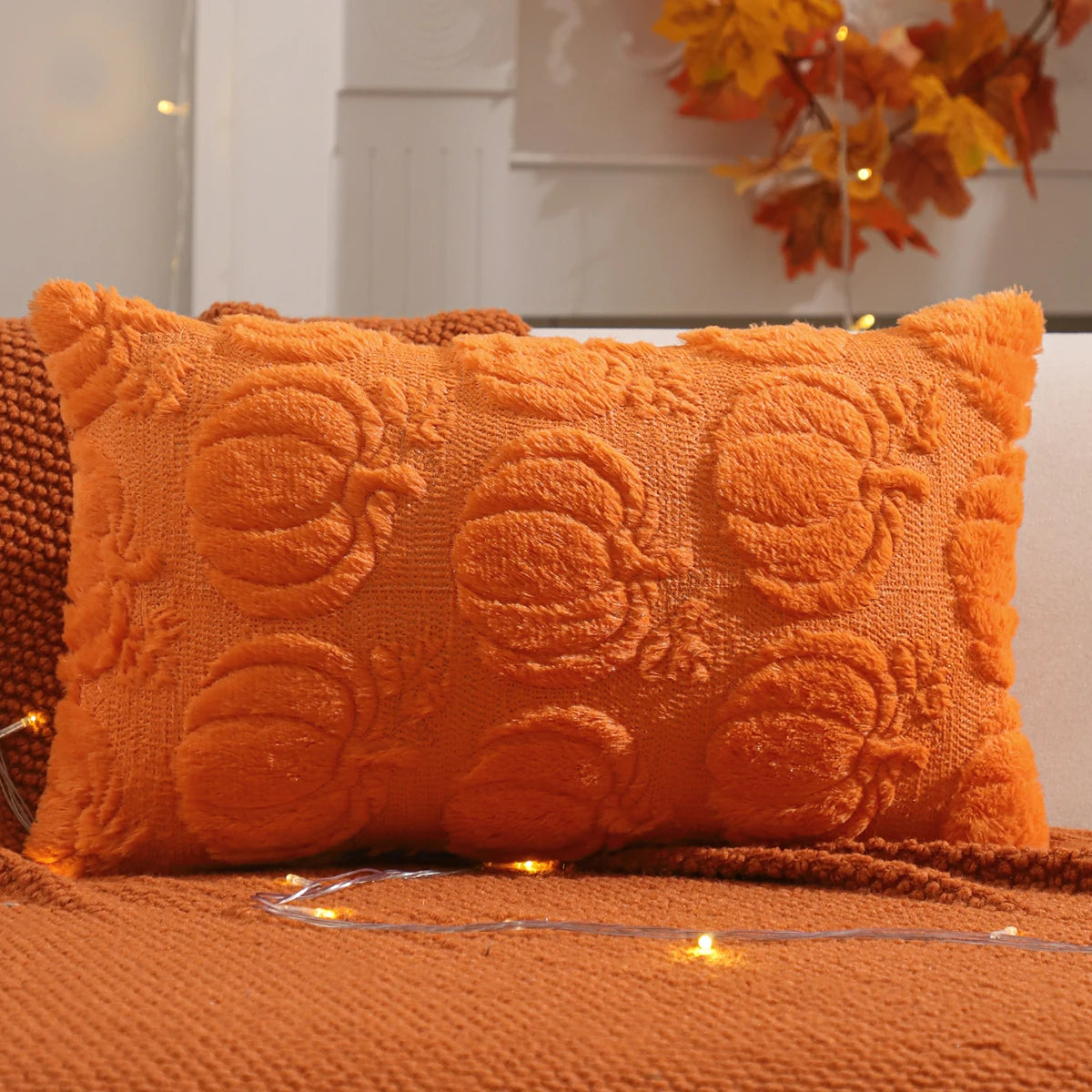 Halloween Decoration Pumpkin Ghost Quilting Plush Pillow 18x18