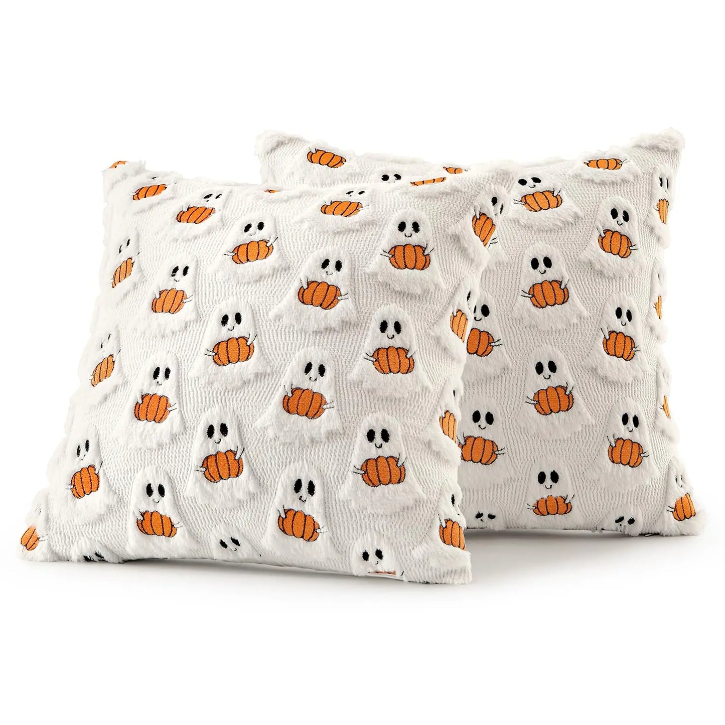Ghost Pumpkin Fur Pillow Covers 18x18