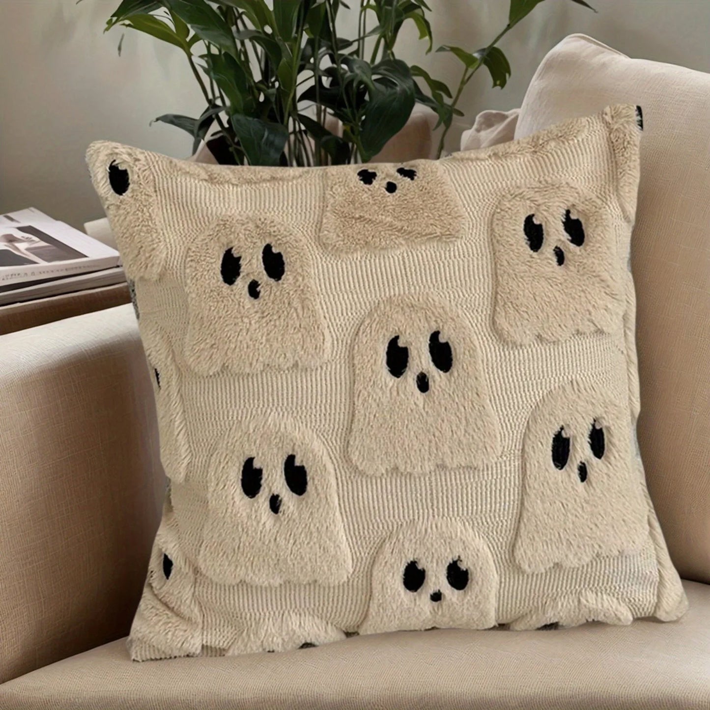 Ghost Pumpkin Fur Pillow Covers 18x18