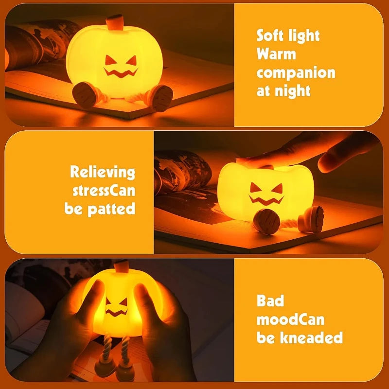 Halloween Hanging Decorations Cute LED Pumpkin Lamps With Rope