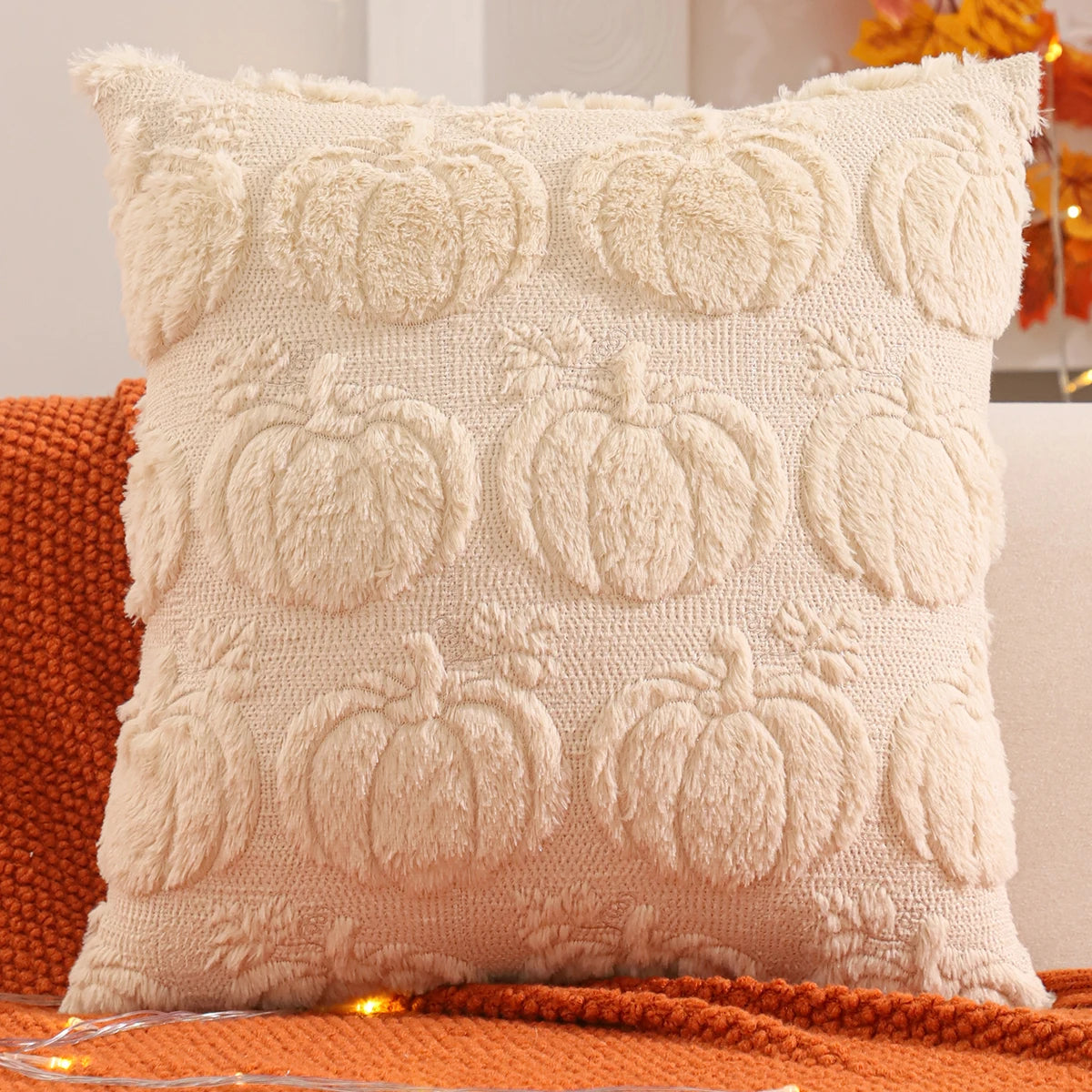Halloween Decoration Pumpkin Ghost Quilting Plush Pillow 18x18