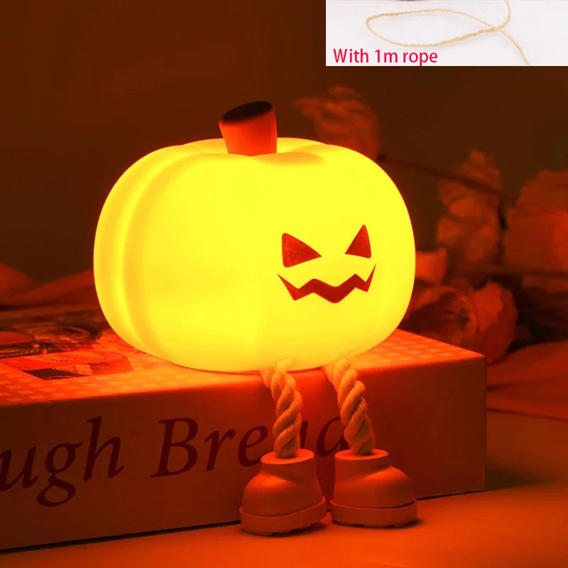 Halloween Hanging Decorations Cute LED Pumpkin Lamps With Rope