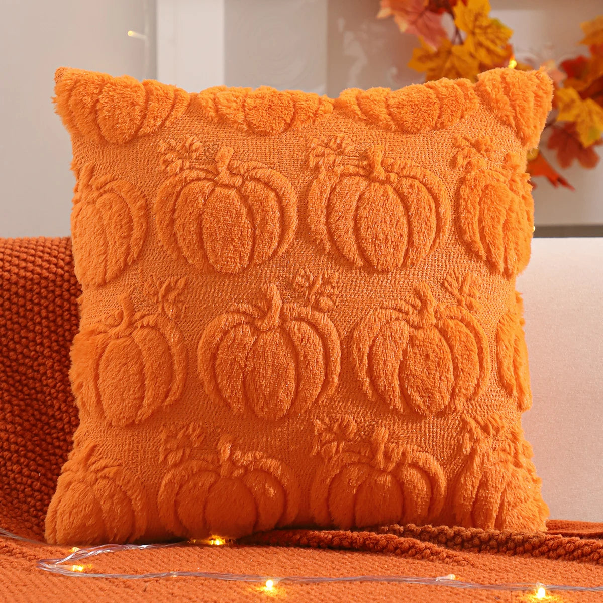 Halloween Decoration Pumpkin Ghost Quilting Plush Pillow 18x18
