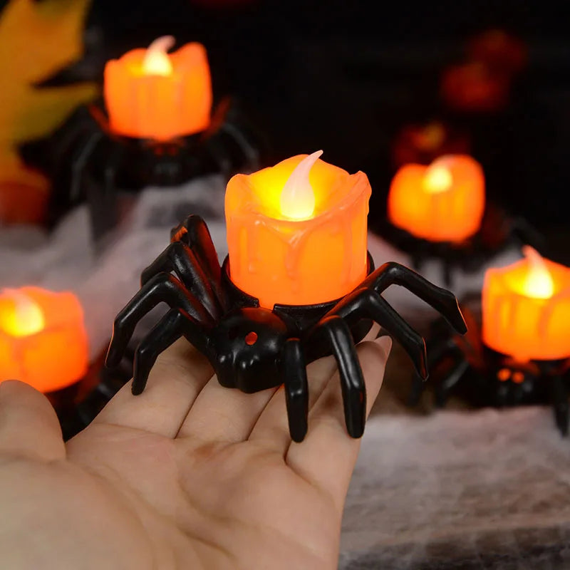 Halloween Decorations LED Candle Light Spider Pumpkin Lamp