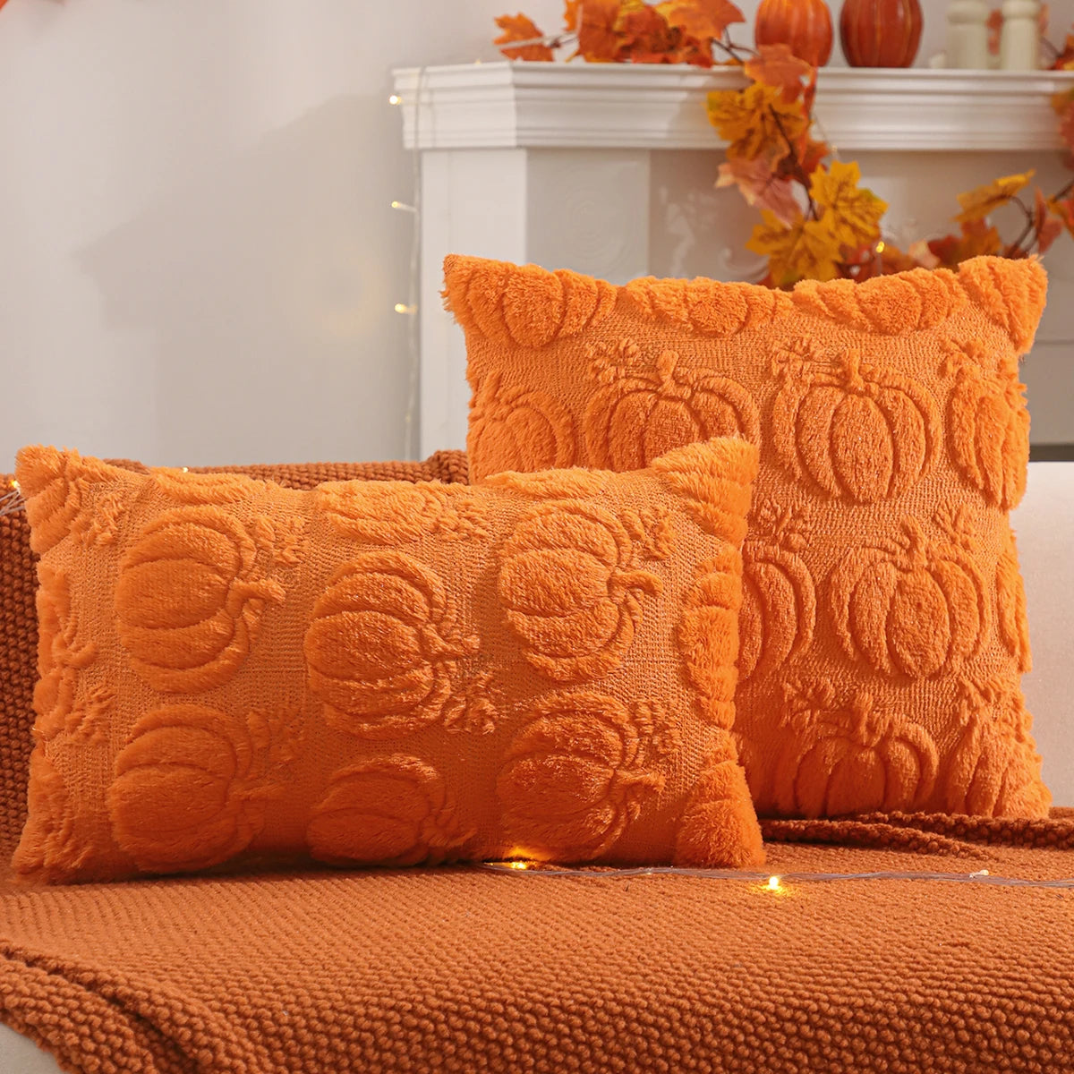 Halloween Decoration Pumpkin Ghost Quilting Plush Pillow 18x18