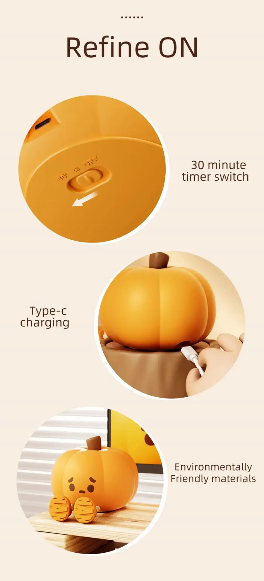 Halloween Hanging Decorations Cute LED Pumpkin Lamps With Rope
