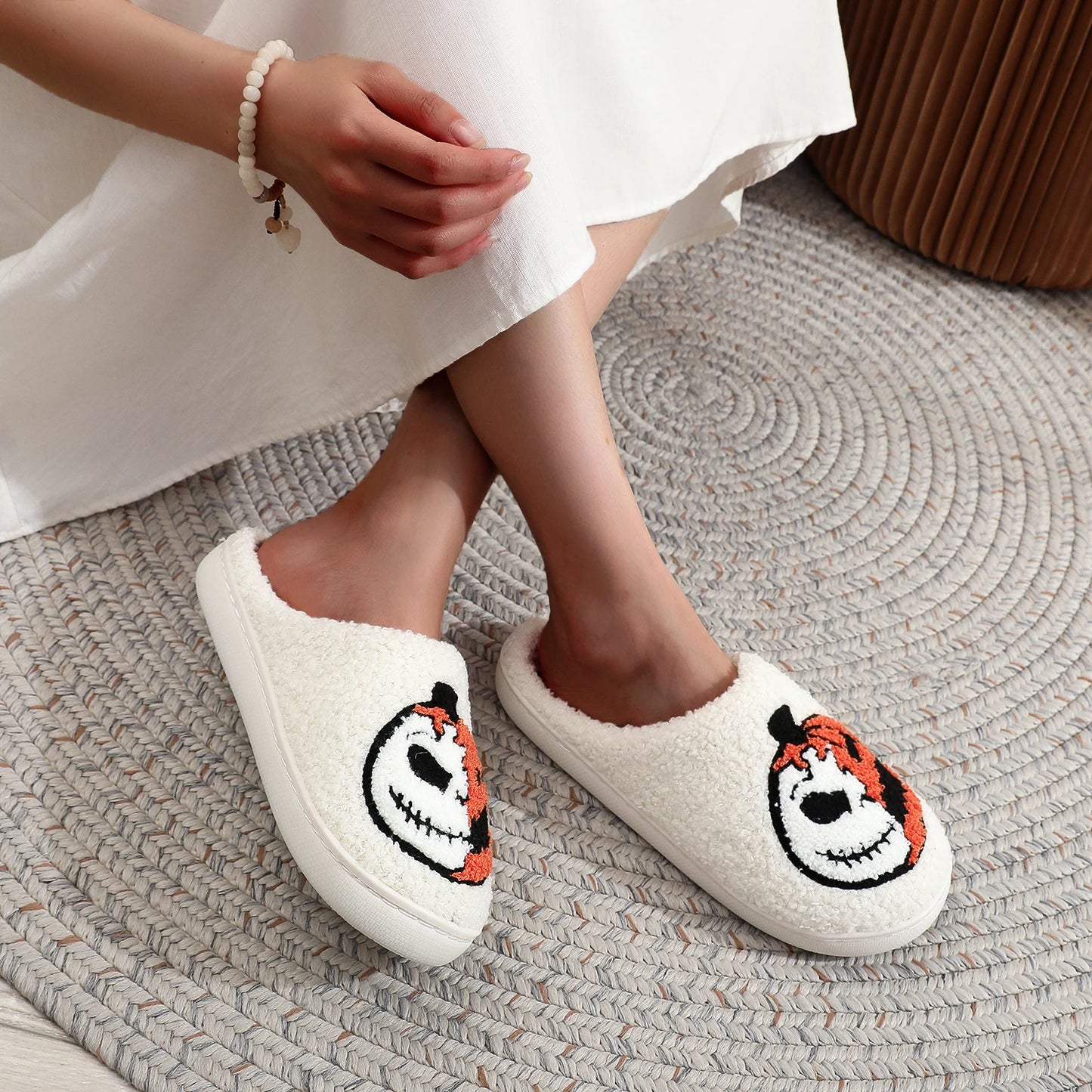 Halloween Pumpkin Pattern stuffed Home Thick Sole Wool Cotton Slippers