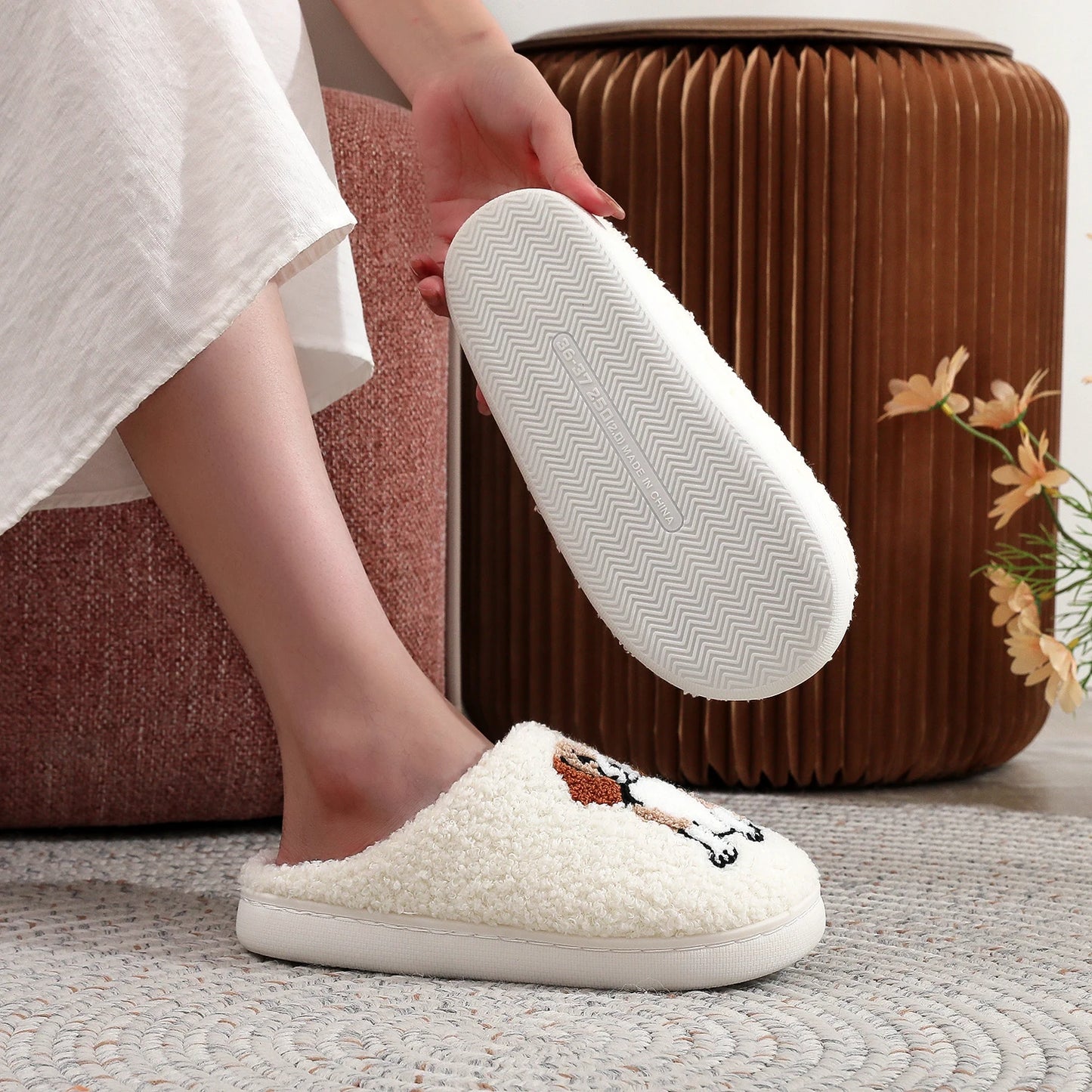 Black Halloween Horror Pumpkin Ghost Pattern Thick-Soled Comfortable Slippers