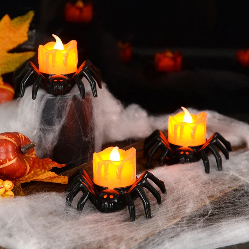 Halloween Decorations LED Candle Light Spider Pumpkin Lamp