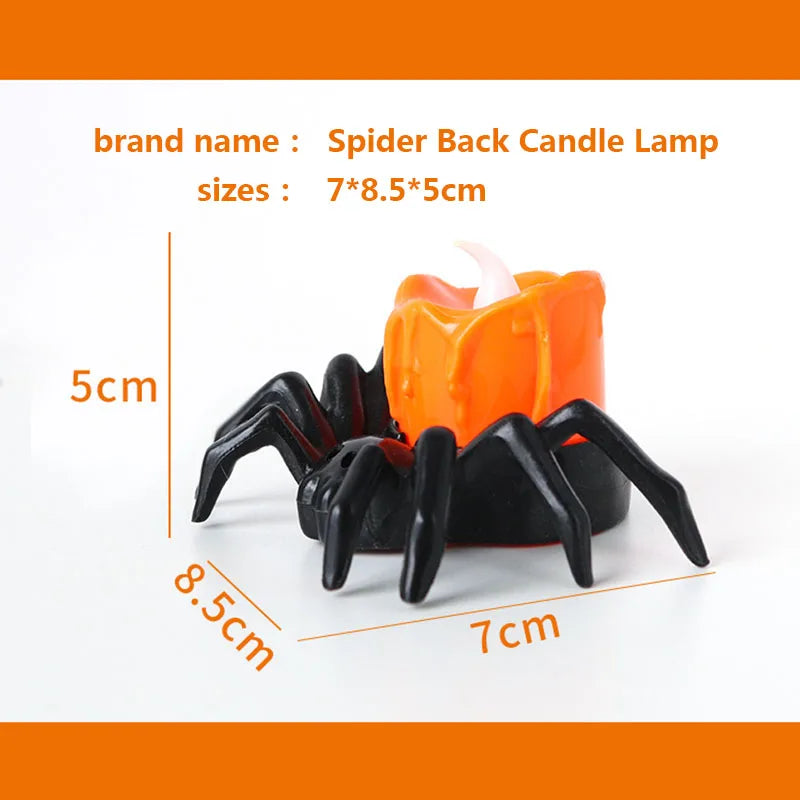 Halloween Decorations LED Candle Light Spider Pumpkin Lamp