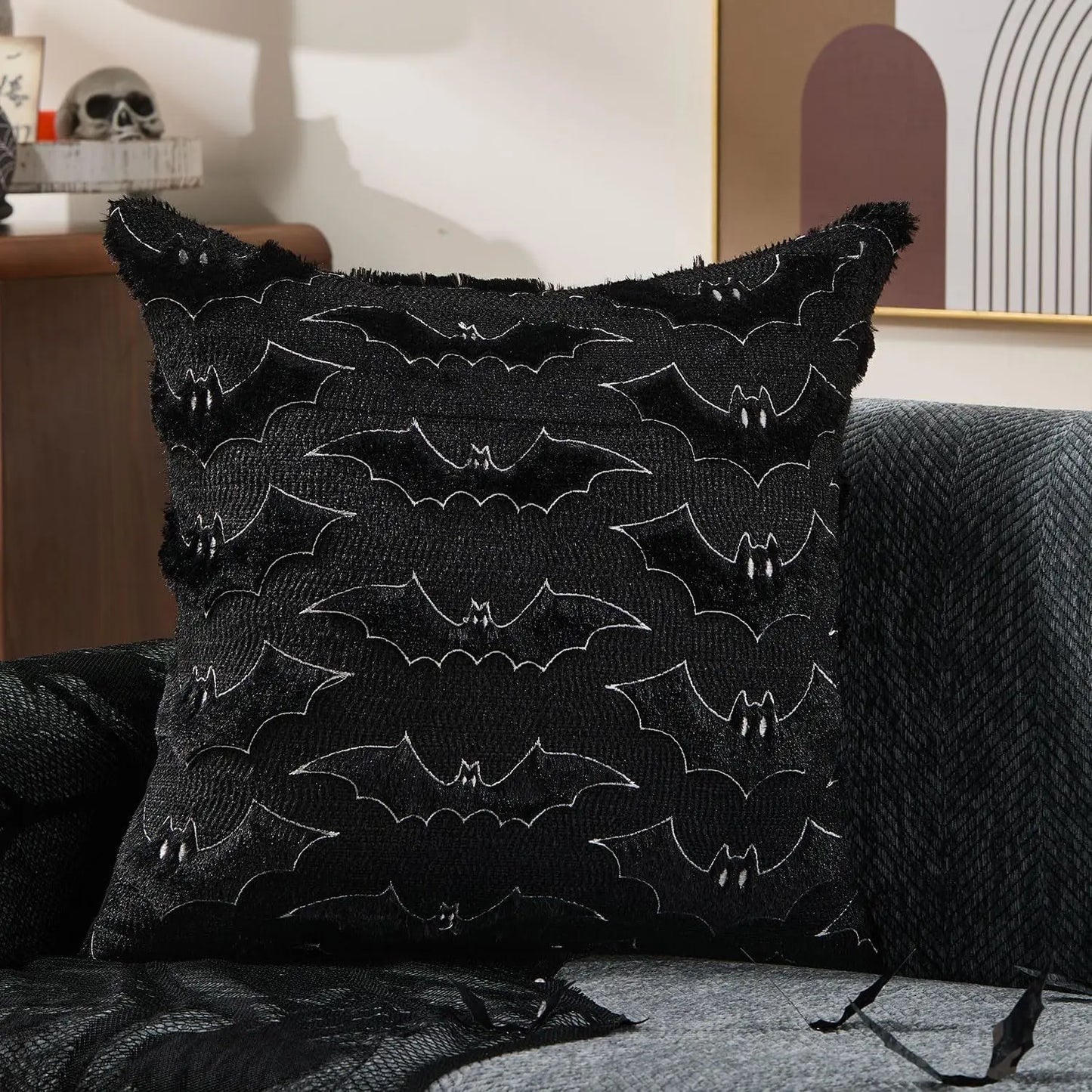 Ghost Pumpkin Fur Pillow Covers 18x18