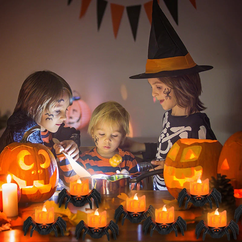 Halloween Decorations LED Candle Light Spider Pumpkin Lamp