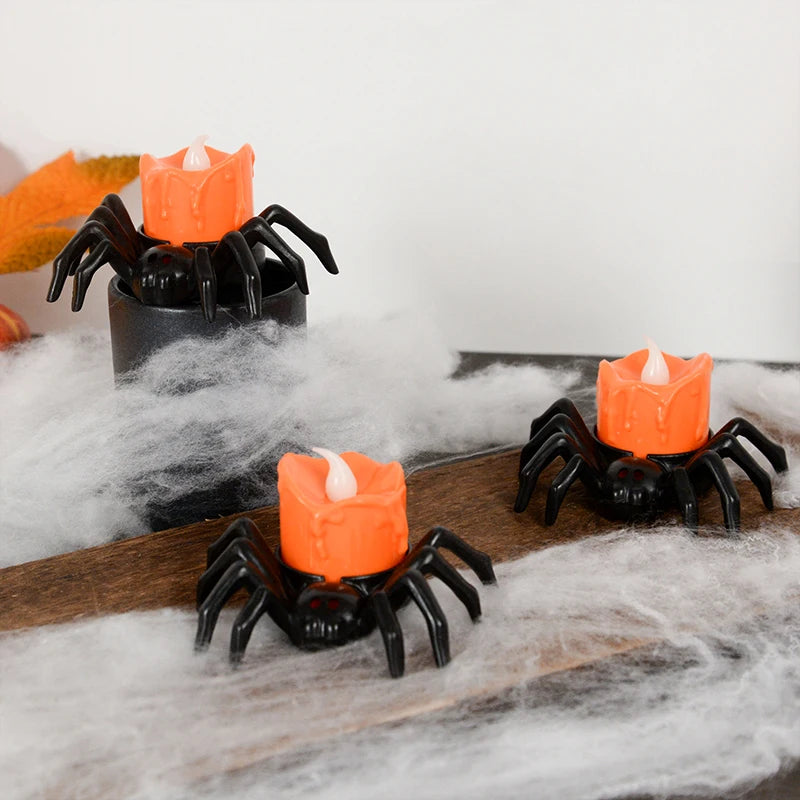 Halloween Decorations LED Candle Light Spider Pumpkin Lamp