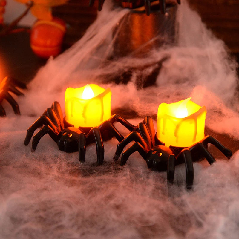Halloween Decorations LED Candle Light Spider Pumpkin Lamp