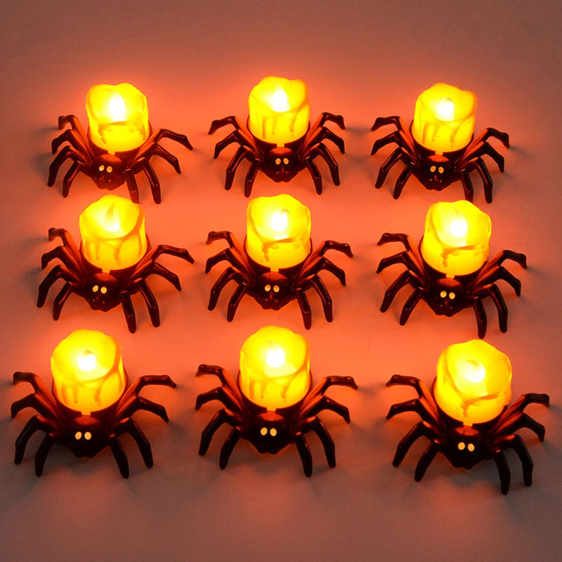 Halloween Decorations LED Candle Light Spider Pumpkin Lamp
