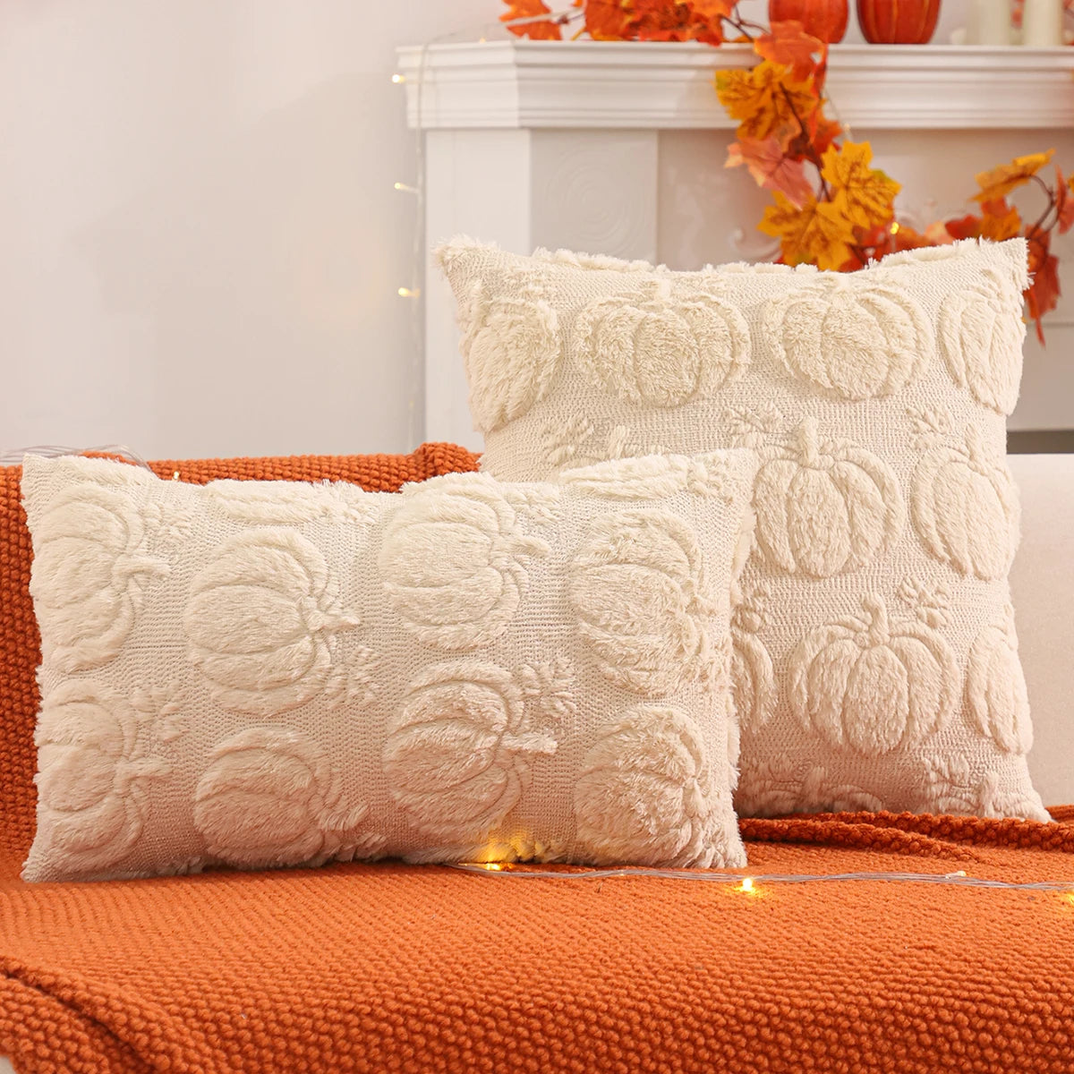 Halloween Decoration Pumpkin Ghost Quilting Plush Pillow 18x18