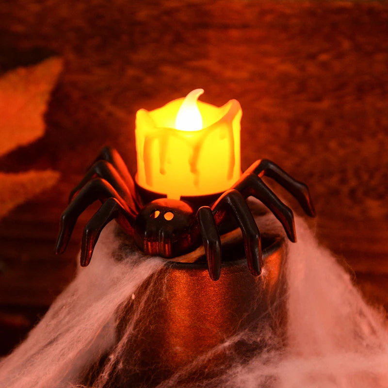 Halloween Decorations LED Candle Light Spider Pumpkin Lamp