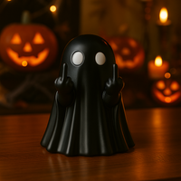 Black Middle Finger Cute Ghost Statue Small Scary Ghost Figurines