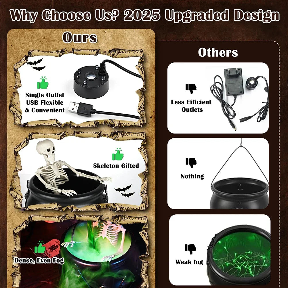 Witch Bowl  Mist Maker Cauldron with Floating Bottle