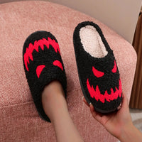 Red magic pattern cotton slippers non-slip thick bottom wool cotton slippers
