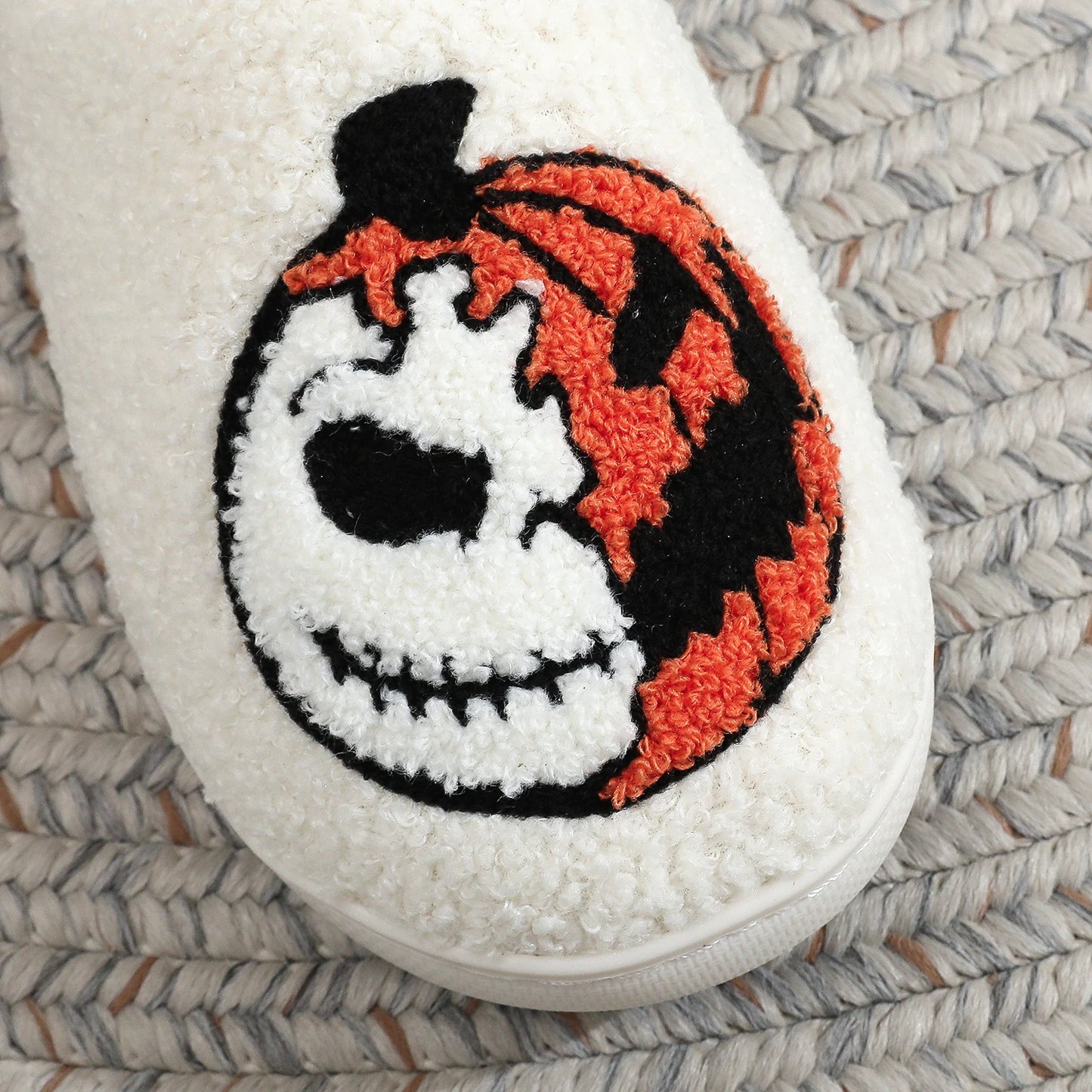 Halloween Pumpkin Pattern  stuffed Home Thick Sole Wool Cotton Slippers