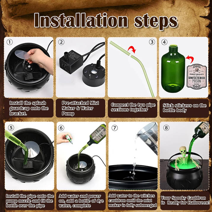 Witch Bowl  Mist Maker Cauldron with Floating Bottle