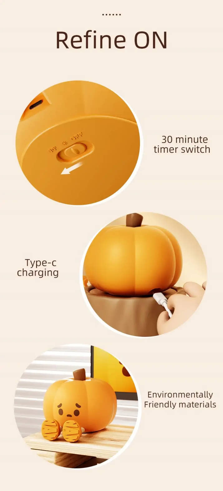 Halloween Hanging Decorations Cute LED Pumpkin Lamps With Rope