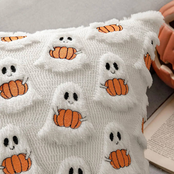 Ghost Pumpkin Fur Pillow Covers 18x18