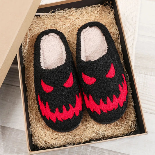 Red magic pattern cotton slippers non-slip thick bottom wool cotton slippers
