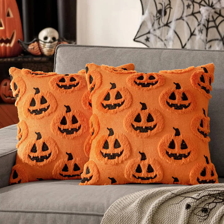 Ghost Pumpkin Fur Pillow Covers 18x18