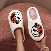 Halloween Pumpkin Pattern  stuffed Home Thick Sole Wool Cotton Slippers