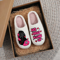 White Halloween Horror Skull Pattern Embroidered Thick-Soled Comfortable Fur Slippers