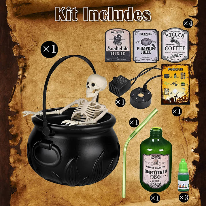 Witch Bowl  Mist Maker Cauldron with Floating Bottle