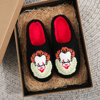 Black Halloween Horror Clown Pattern Embroidered Thick-Soled Comfortable Slippers